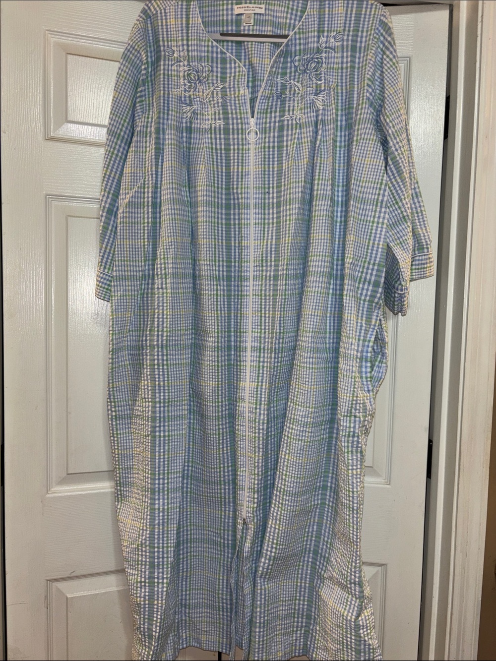 Miss Elaine Blue and Green Plaid Cotton Gown/ Robe 3x